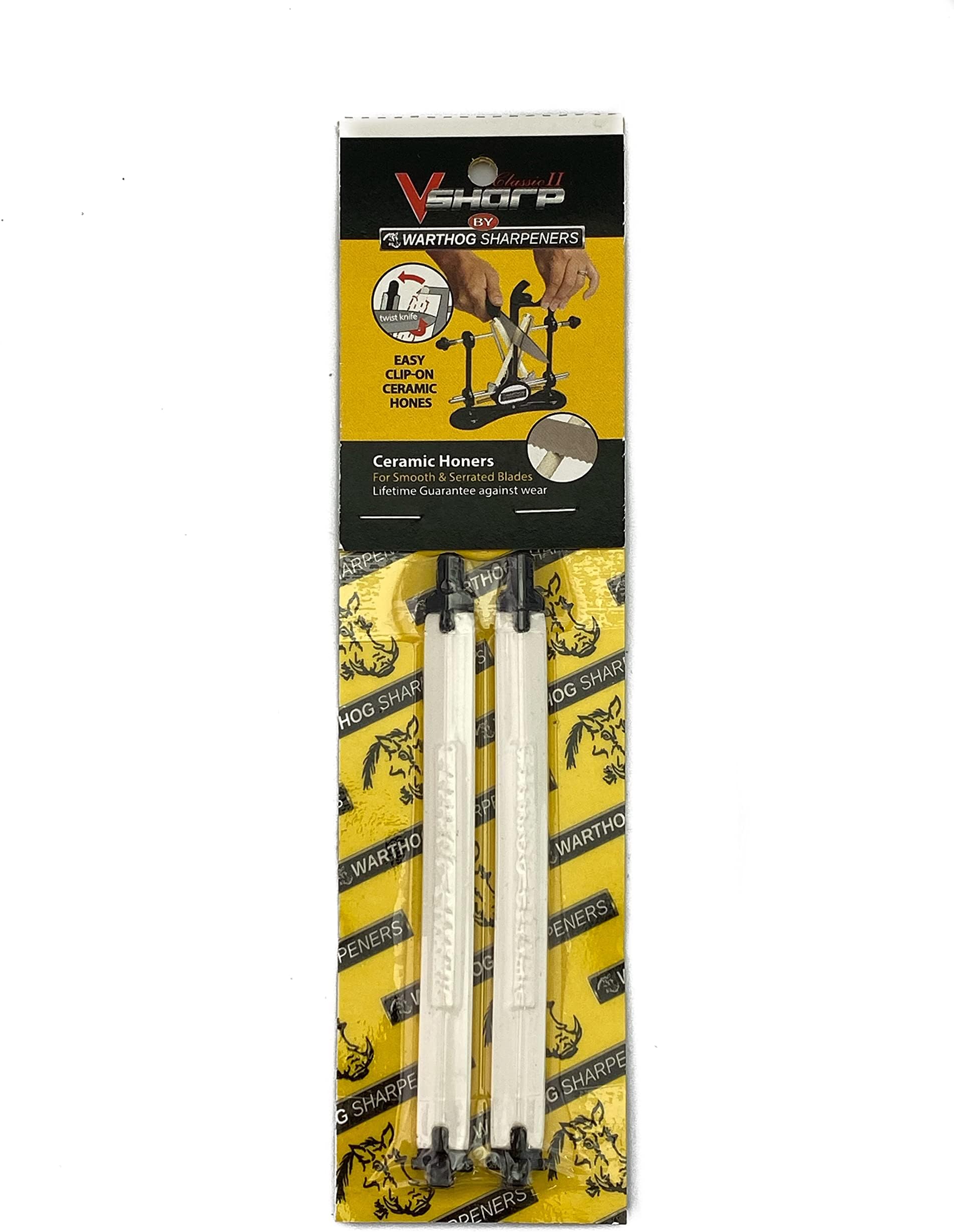 Warthog Sharpeners Classic II & A4 Ceramic Hone, Two Replacement Stones for the V-Sharp Classic II & A4 Knife System, For Knives with Smooth or Serrated Edges