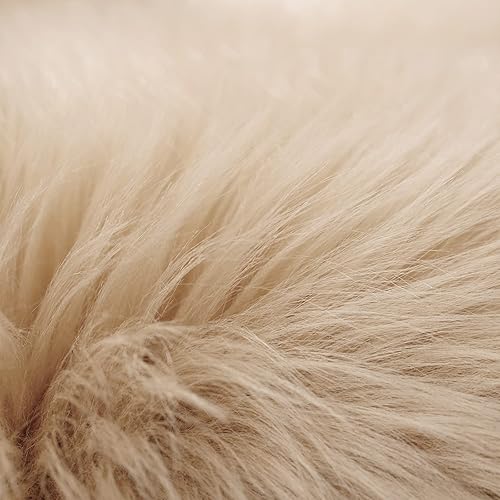 Miniatura 102 de SERISSA Alfombra suave y esponjosa de piel de oveja sintética, color beige, alfombra lanuda para el suelo del dormitorio, alfombra mullida