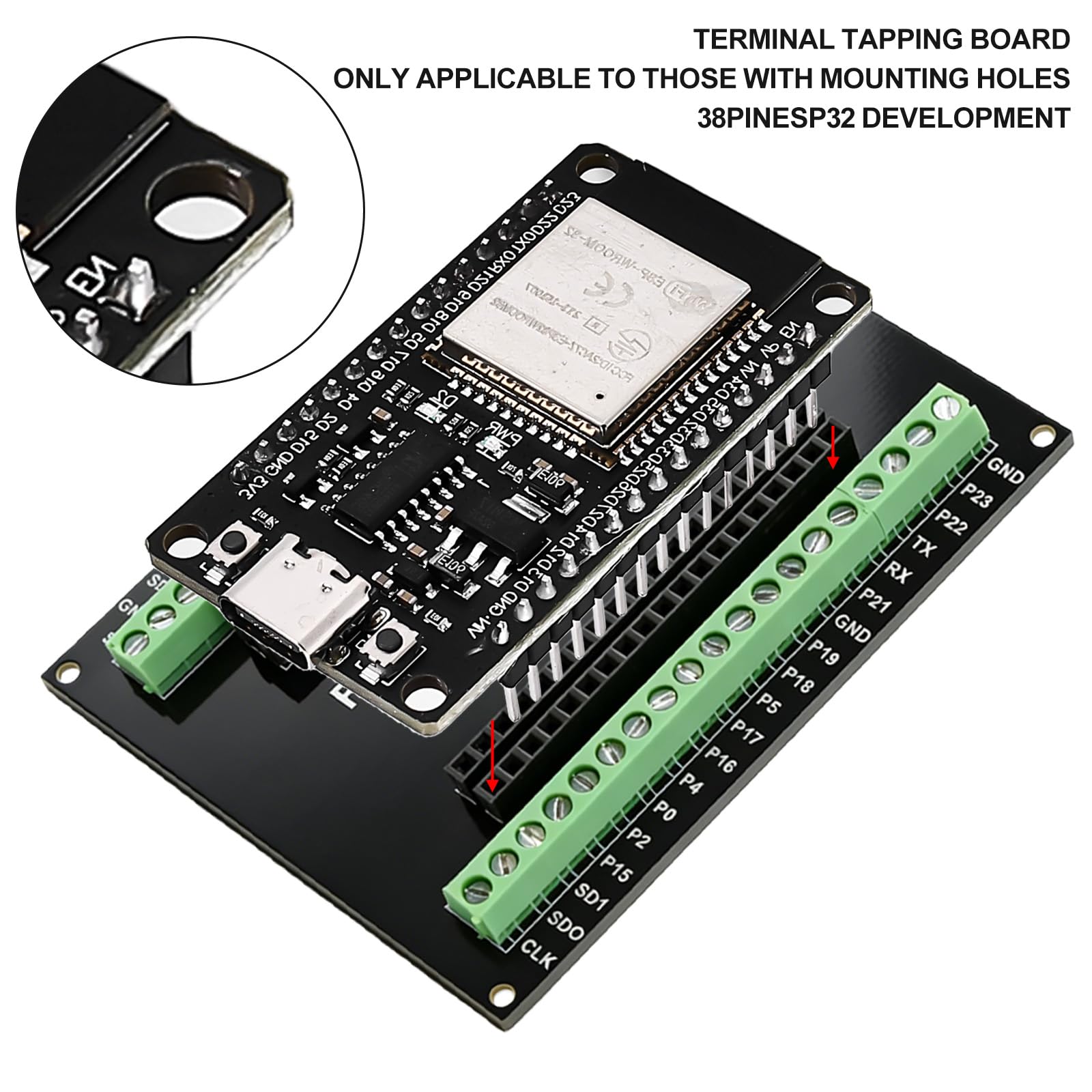 5 sztuk GPIO Breakout Board do płyty rozszerzającej ESP32-38-PIN 25 mm, płyta rozwojowa kompatybilna z modułem ESP-WROOM-32