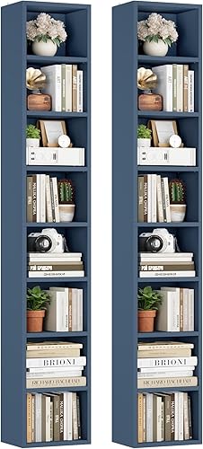 Miniatura 14 de FOTOSOK Estante de torre multimedia de 8 niveles, 11.6 x 9.3 x 70.9 pulgadas, gabinete de almacenamiento delgado para CD y DVD con estantes