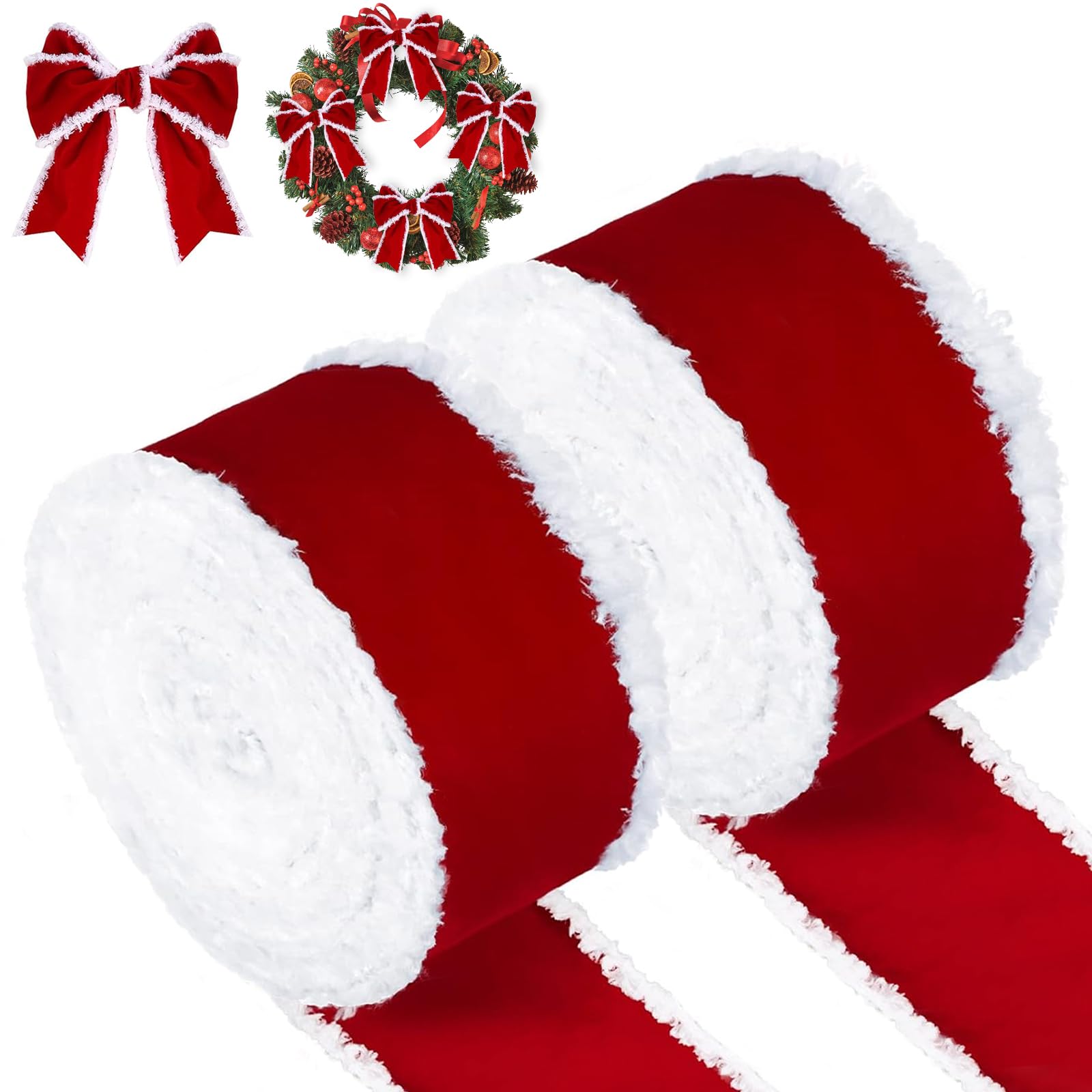 Amazon.com: 2 Rolls Christmas Velvet Ribbon 2.5in Wide Red Velvet