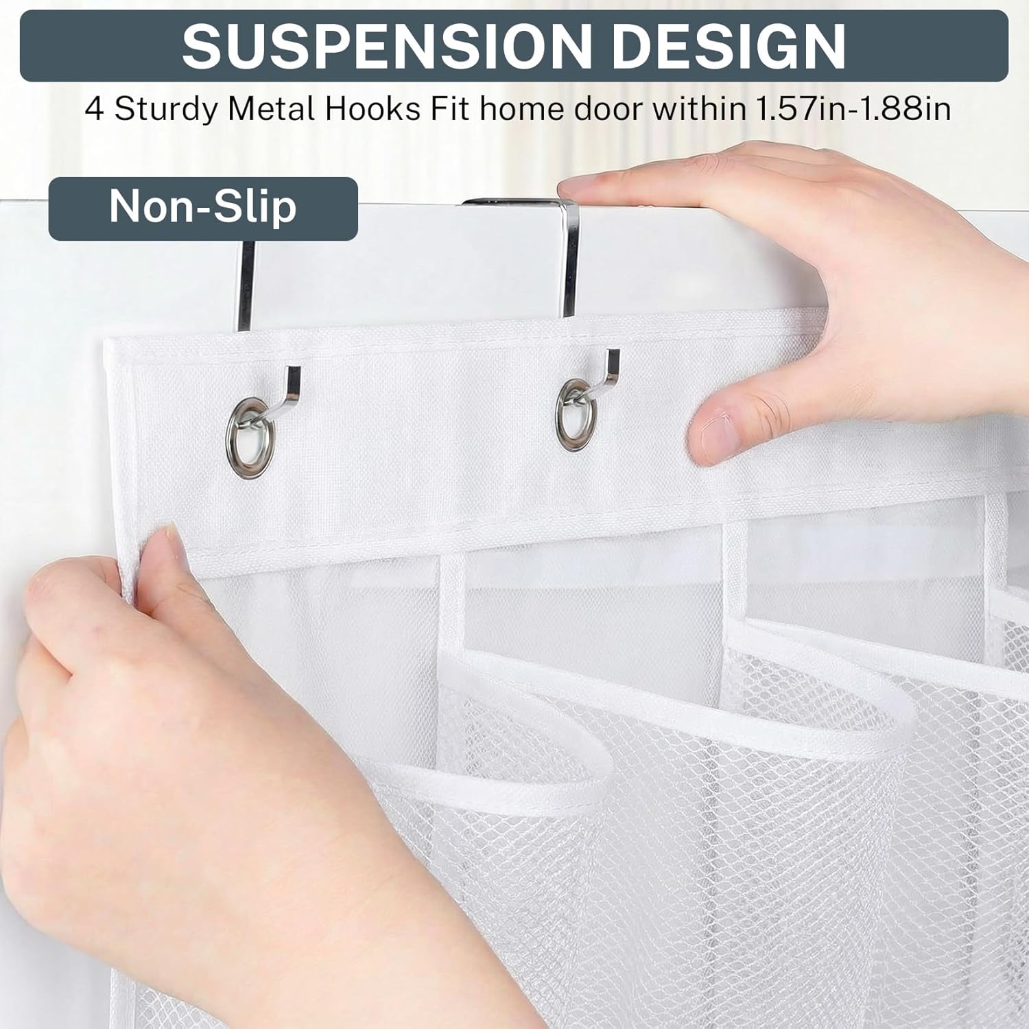 2PCS 40-Pocket Over the Door Shoe Organizer, Hanging Shoe Rack for Closet Door,Shoes Storage Holder Hanger with Large Mesh Pocket for Women Men Shoes,Flip Flops (White-W2)
