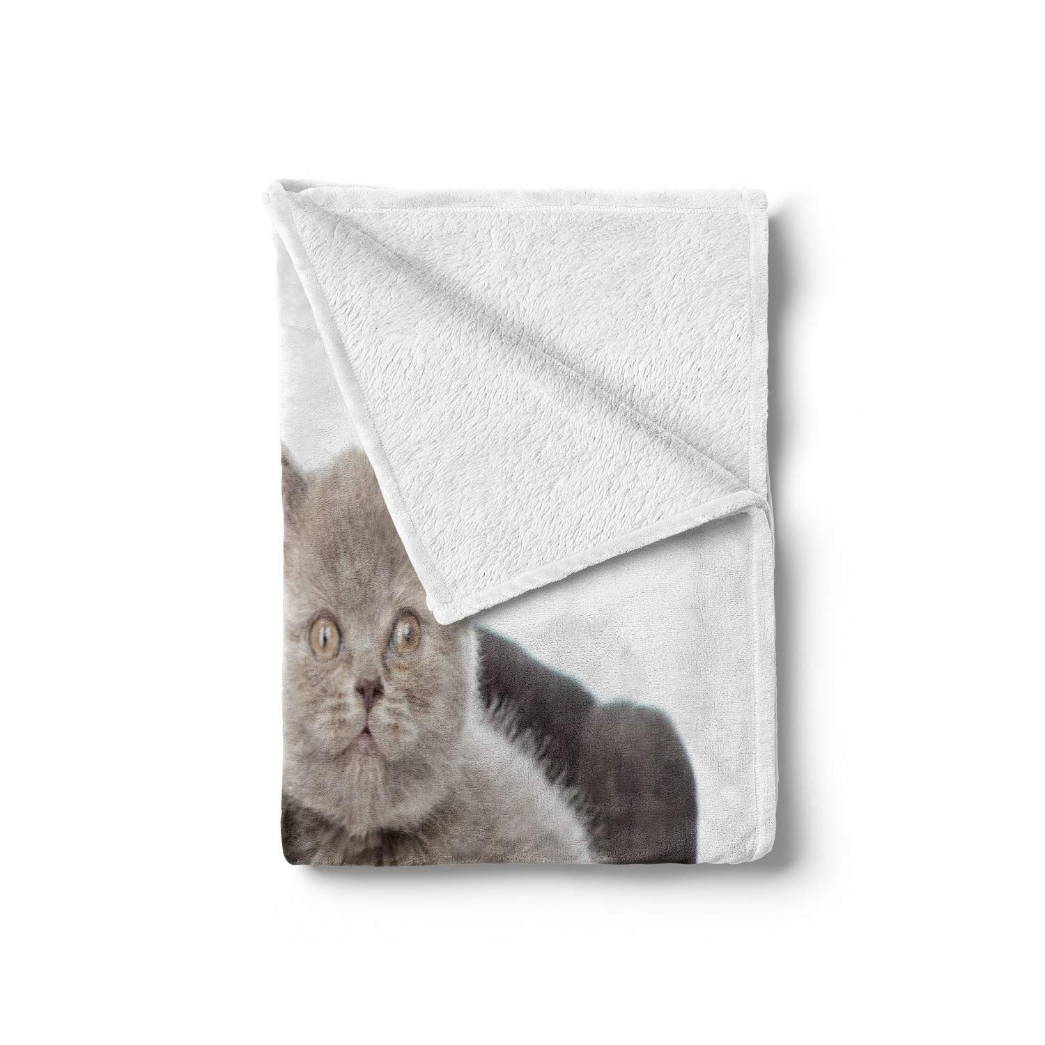 Ambesonne Dog and Cat Throw Blanket, Neapolitan Mastiff and a Grey Kitten Looking at Camera, Flannel Fleece Accent Piece Soft Couch Cover for Adults, 50