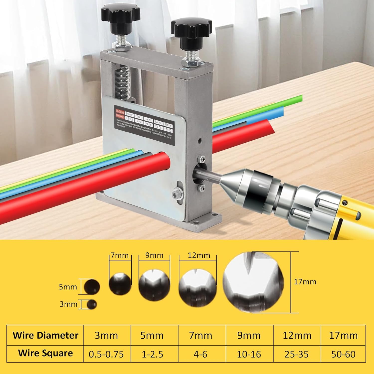 Máquina peladora manual de cables, tira 5 cables simultáneamente para cables de 1 a 17 mm, herramienta pelacables eléctrica para reciclaje de chatarra de cobre