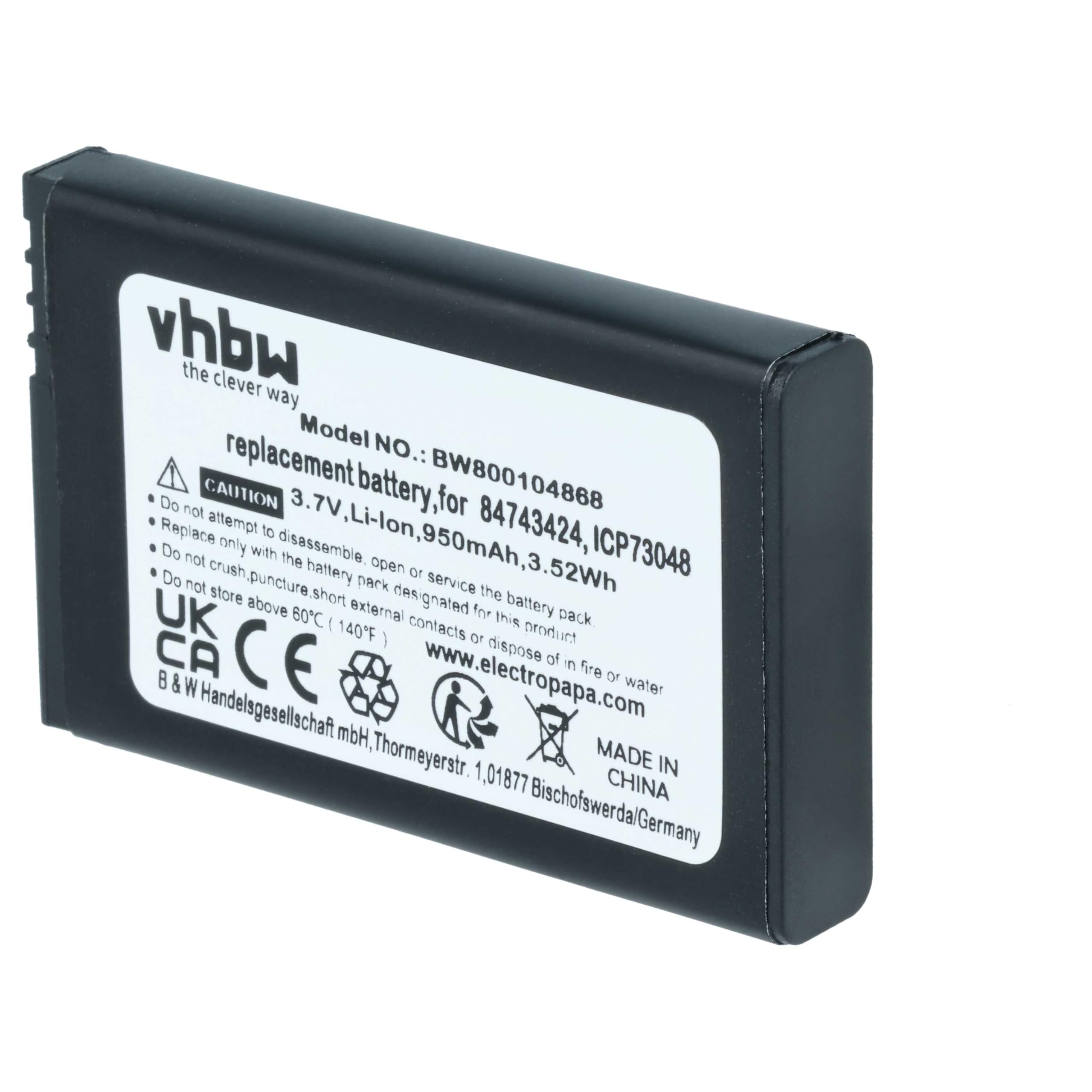 vhbw 5X batería reemplaza Polycom/Spectralink 84743424, 84743428, ICP73048 para teléfono Fijo o inalámbrico (950 mAh, 3,7 V, Li-Ion)