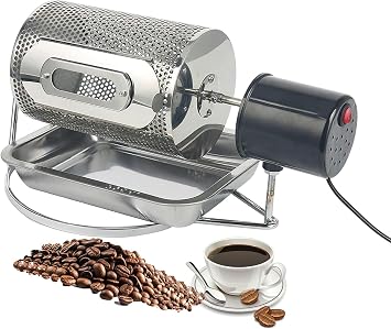 Wzglod Home Tea Roaster، آلة تحميص رولر بيكر، مع نافذة مرئية وحاوية من الفولاذ المقاوم للصدأ، موقد جوز الفول السوداني للحبوب المنزلية 250 جرام، لقلي الفول السوداني الحبوب التوابل الفول المكسرات