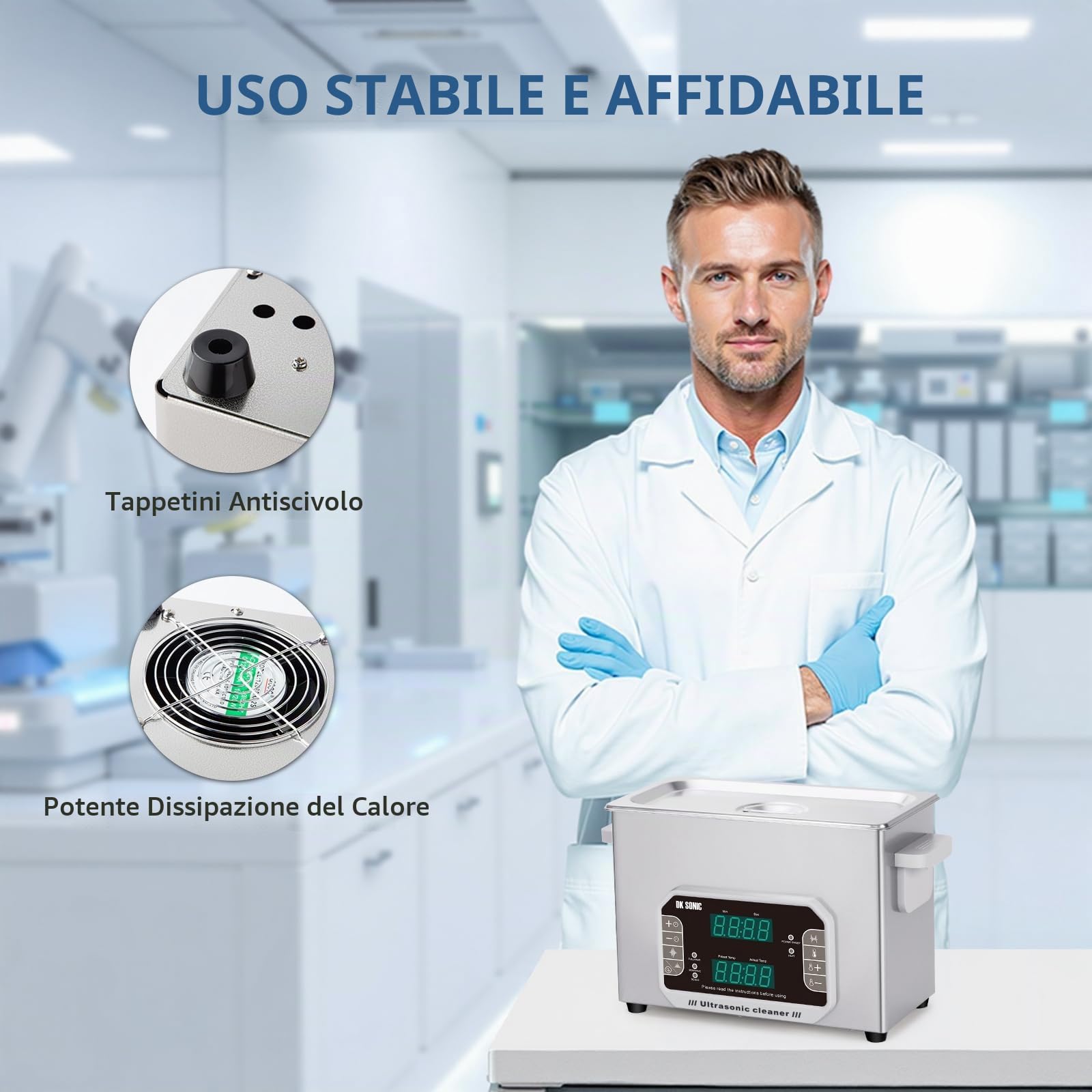 DK SONIC 4L Touch Control Pulitore ad Ultrasuoni, 120W Precisione Pulitore ad Ultrasuoni Gioielli con Timer & Riscaldamento & Cestino, Multi-Applicazione per Occhiali, Catene, Orologi