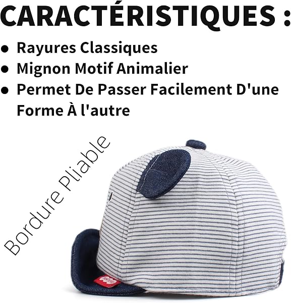 Mignon Ours Bébé Casquette Printemps été Chapeau pour Enfant Coton Soleil Casquette Garçon Fille de 3 à 18 Mois - 4