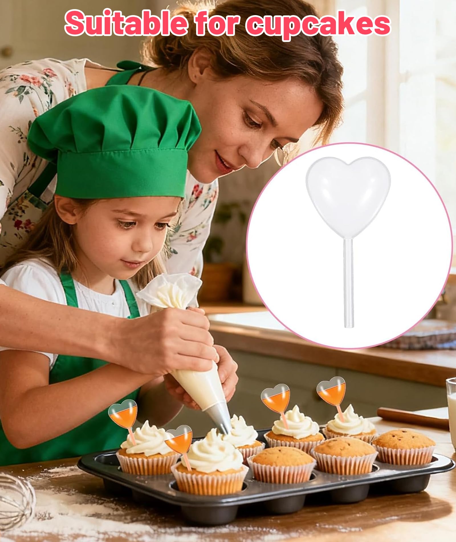 50 Heart-Shaped Cupcake Pipettes, Transparent Dropper for Cake Decoration, Kitchen Tools for Home Bakers, DIY Dessert Flavor Injection 4