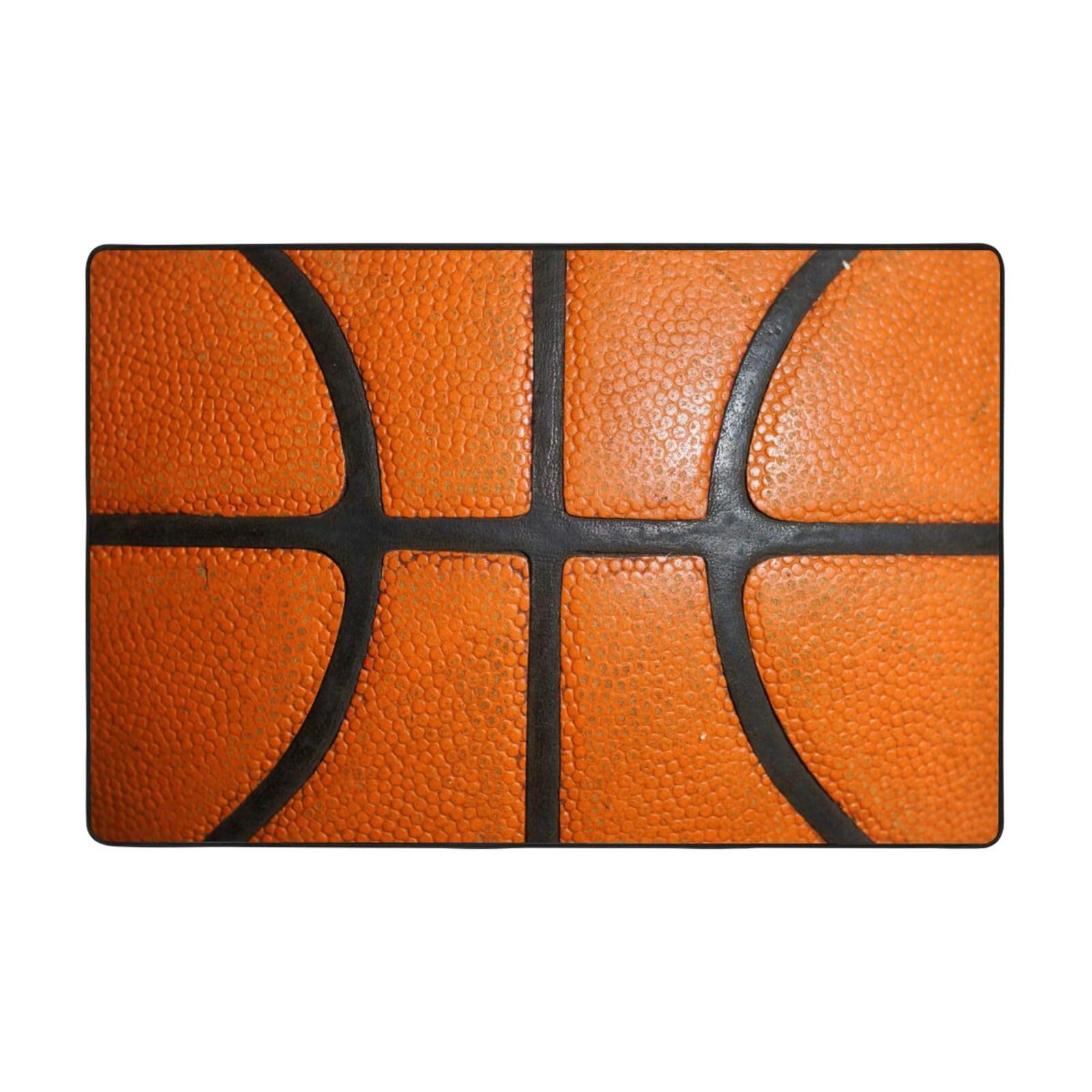 Jbofyee Basketball Texture Area Rug Non-Slip Soft Microfiber Washable Inside Floor Mats Throw Rugs Carpet for Living Room Bedroom Office Dorm Home