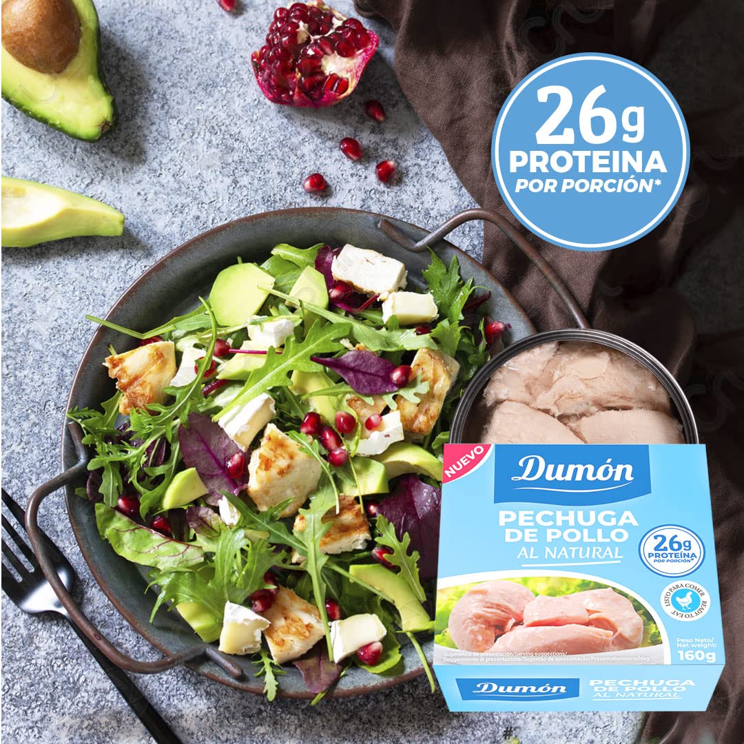 DUMON Conserva Pechuga de Pollo al Natural 12x155g 26g Proteína Sin Gluten Sin Grasa Sin Lactosa