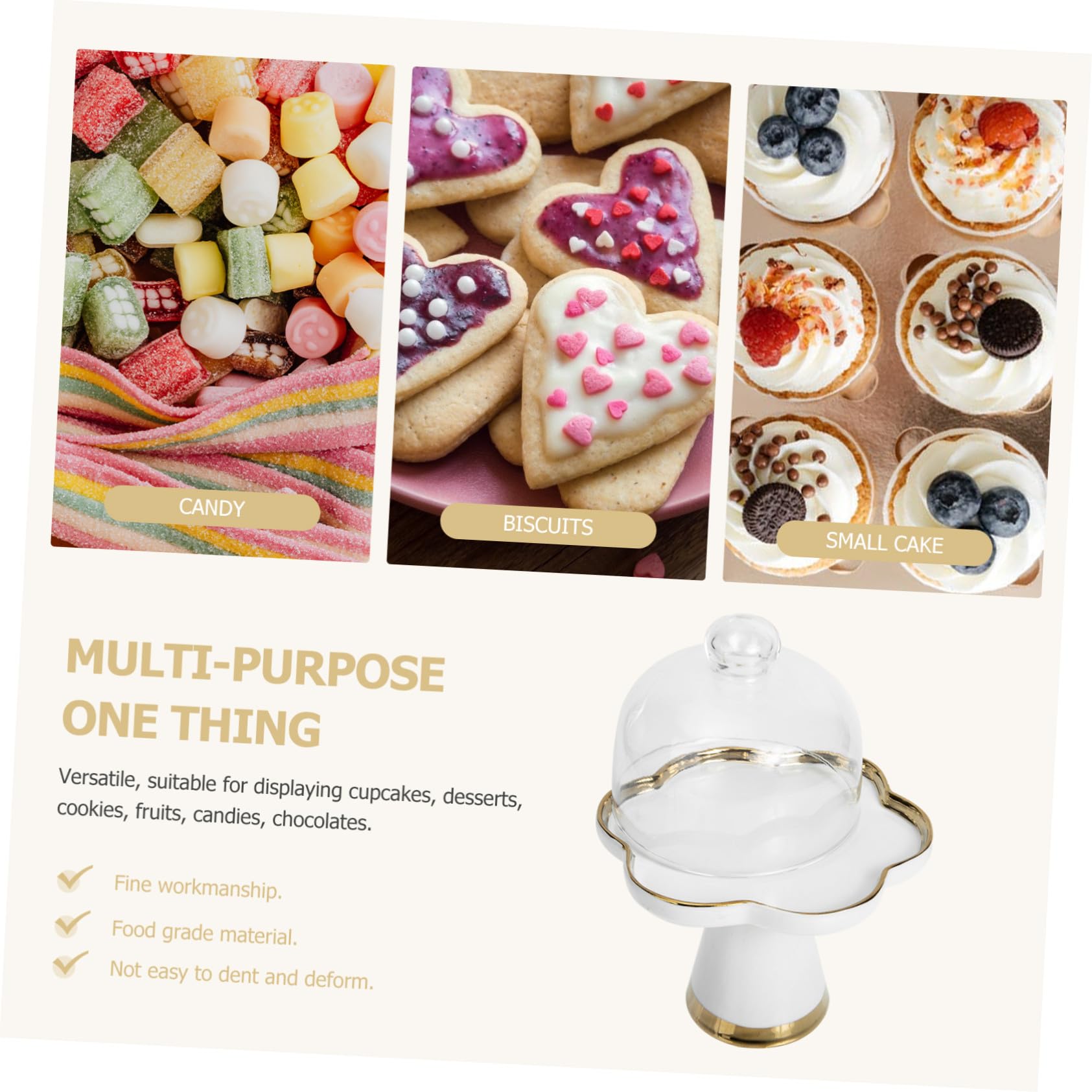 Elegante alzata per torte in vetro e ceramica con base curva, vassoio da dessert per feste, ideale per torte, pasticcini e snack, perfetto per intrattenere