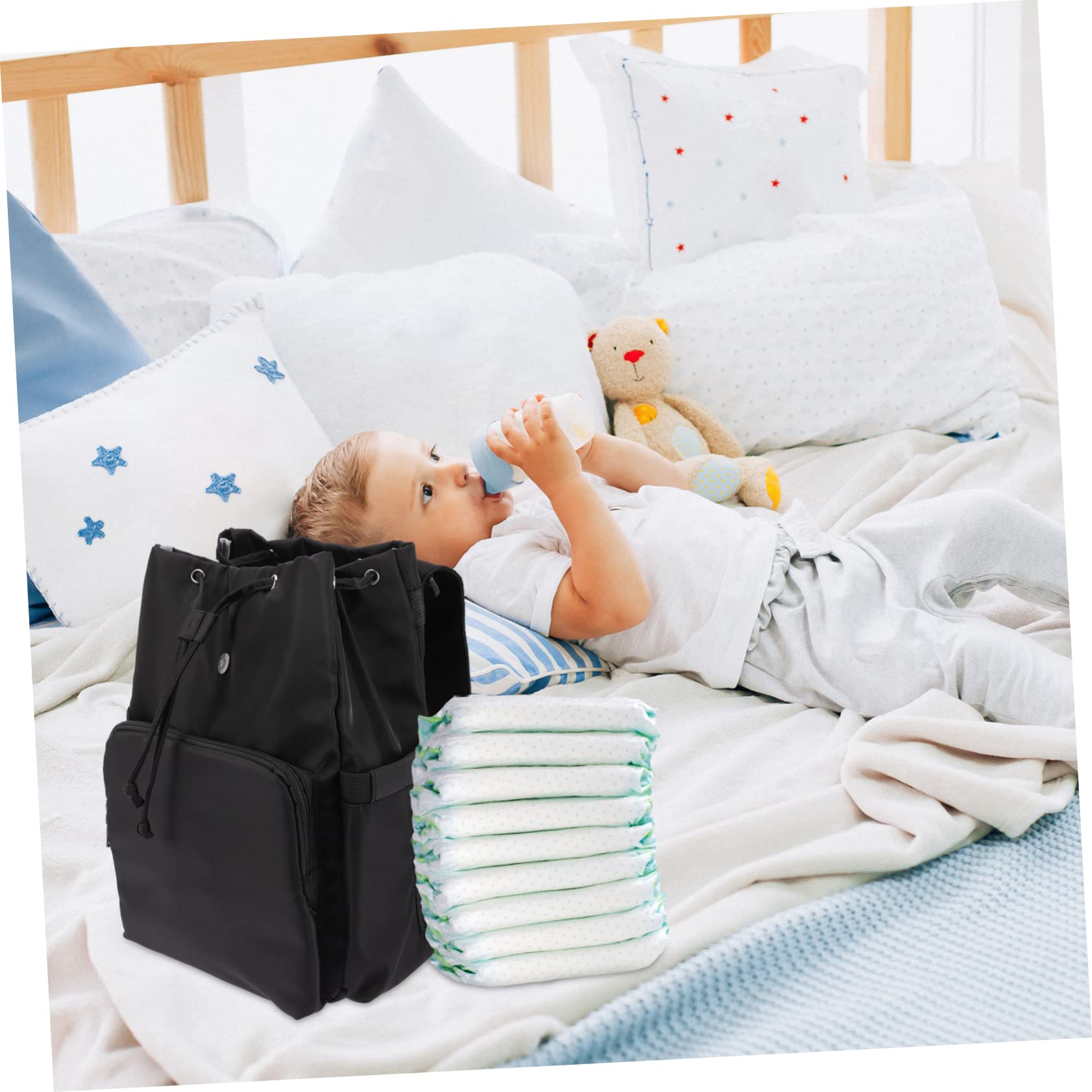 Vaguelly Wickelrucksack Mit Drawstring-verschluss Praktische Wickeltasche Für Unterwegs Zur Aufbewahrung Von Windeln Und Babyzubehör Großräumig Und Stilvoll