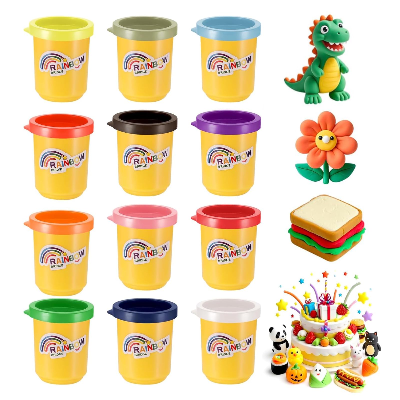 Zocipro 12 Tins Modelling Clay Kit – 12 Bright Colours, Non-Toxic Playdough Tubs Set for Kids, Creative Modelling Dough for Boys and Girls, Soft & Reusable Plasticine, 50g/Tins — image 1