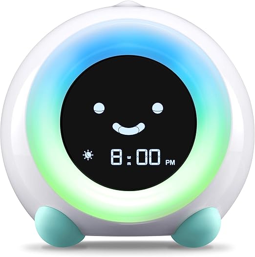 LittleHippo Mella: Ready to Rise Children's Sleep Trainer, Night Light, Sound Machine and OK to Wake Alarm Clock for Toddlers and Kids - Arctic Blue