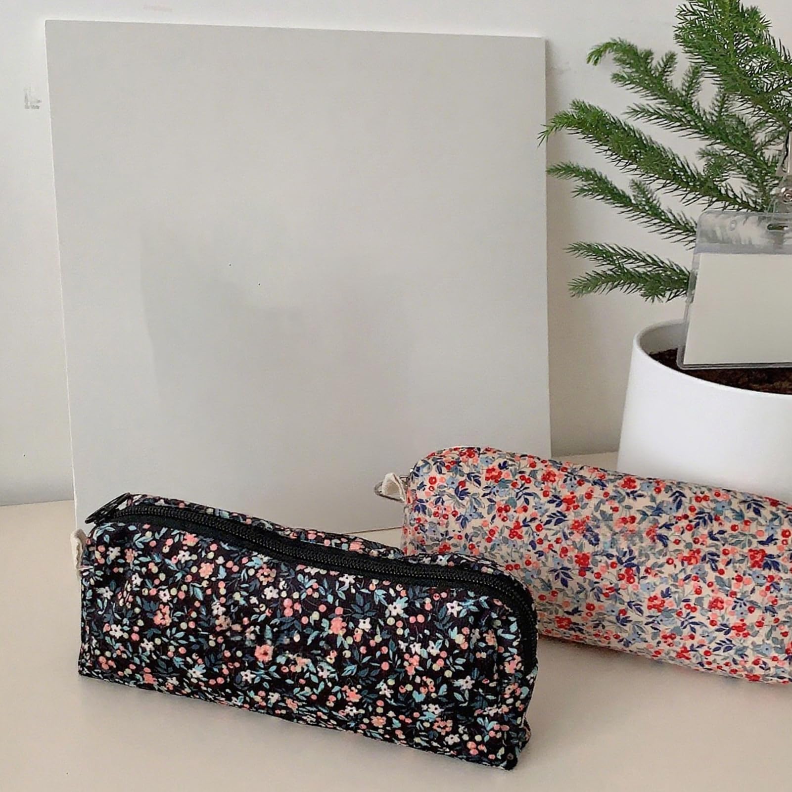 Générique Astuccio scolastico con cordino | 2 borse scolastiche adolescenti | Pochette organizzatrice con ricamo floreale 3D per scuola college donne adolescenti