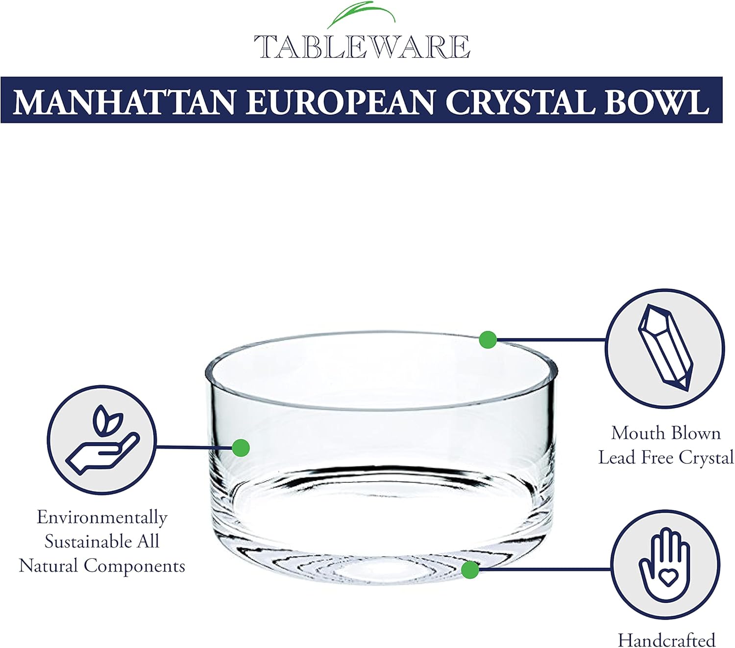 Badash - Manhattan European Mouth Blown Crystal 10" bowl