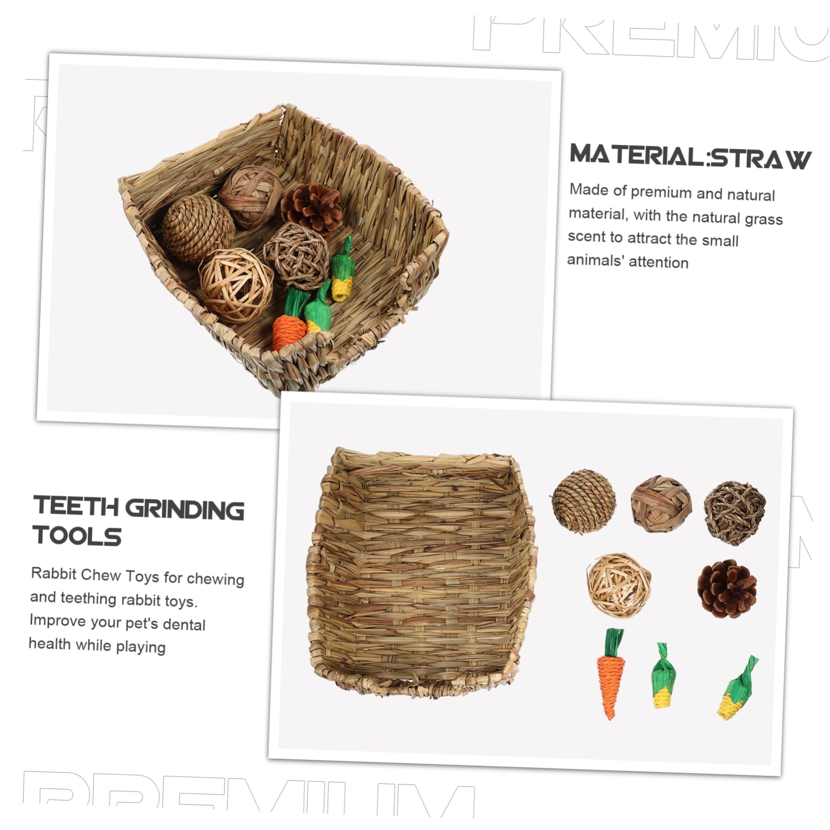 Happyyami 1juego Juguetes Masticables para Conejos y Roedores Cama De Tejida Incluye Cama Mazorcas Zanahoria para Hámsters y Cobayas