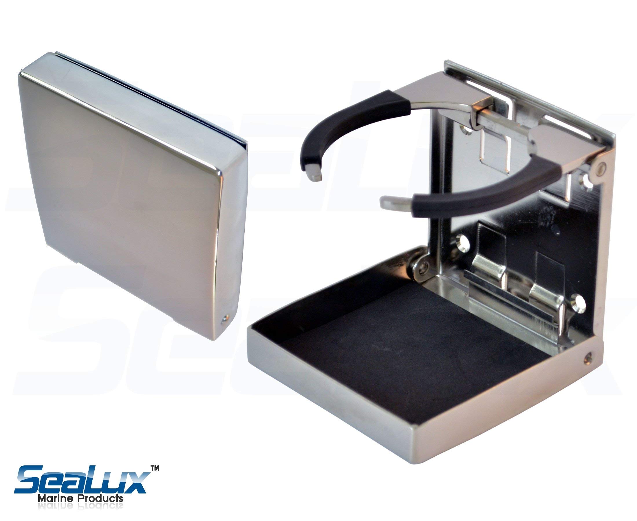 SeaLux Stainless Steel Adjustable Fold Down Cup Drink Holder for Boat, car