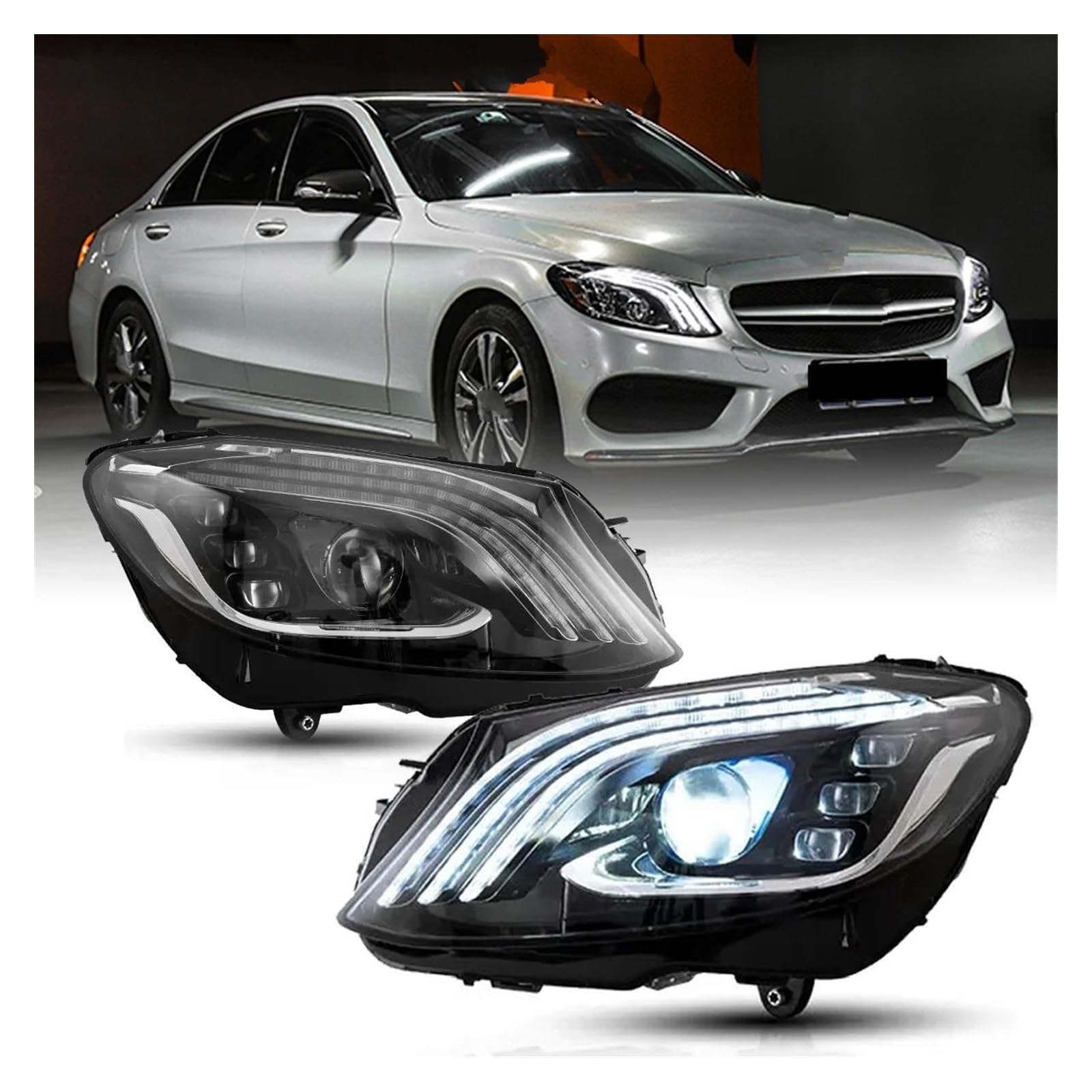 MYKAMI Car Headlamp Car Headlight LED Headlights Assembly For Benz C300 W205 2015-2020 2021 C250 C350 C400 C450 C63 Coupe C-Class For Maybach Style Accessories