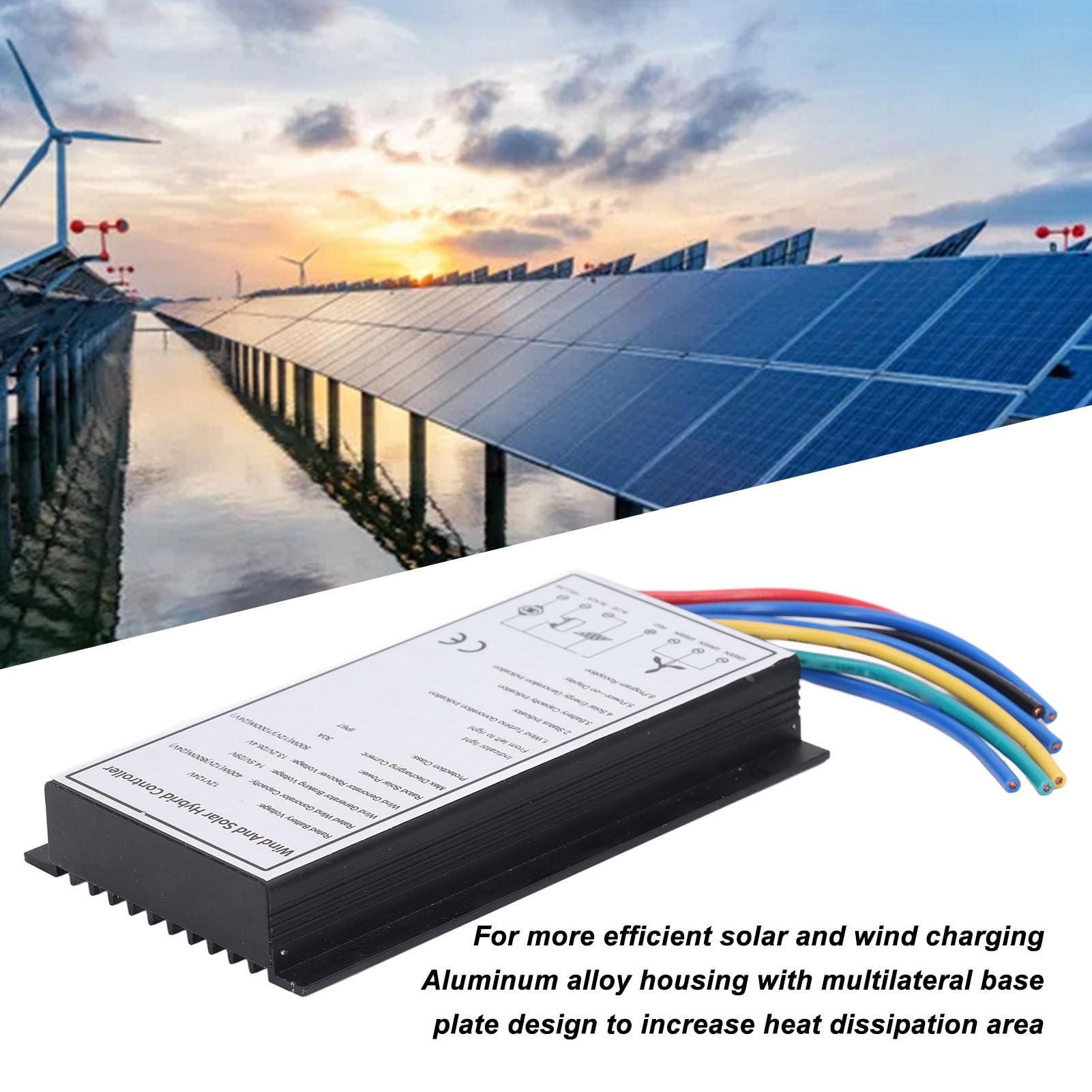 Regolatore ibrido solare eolico 30A, sistema di controllo della carica ibrido PWM per turbina eolica da 800 W e pannello solare da 1000 W con tracciamento MCT, alloggiamento in alluminio IP67, 12 V