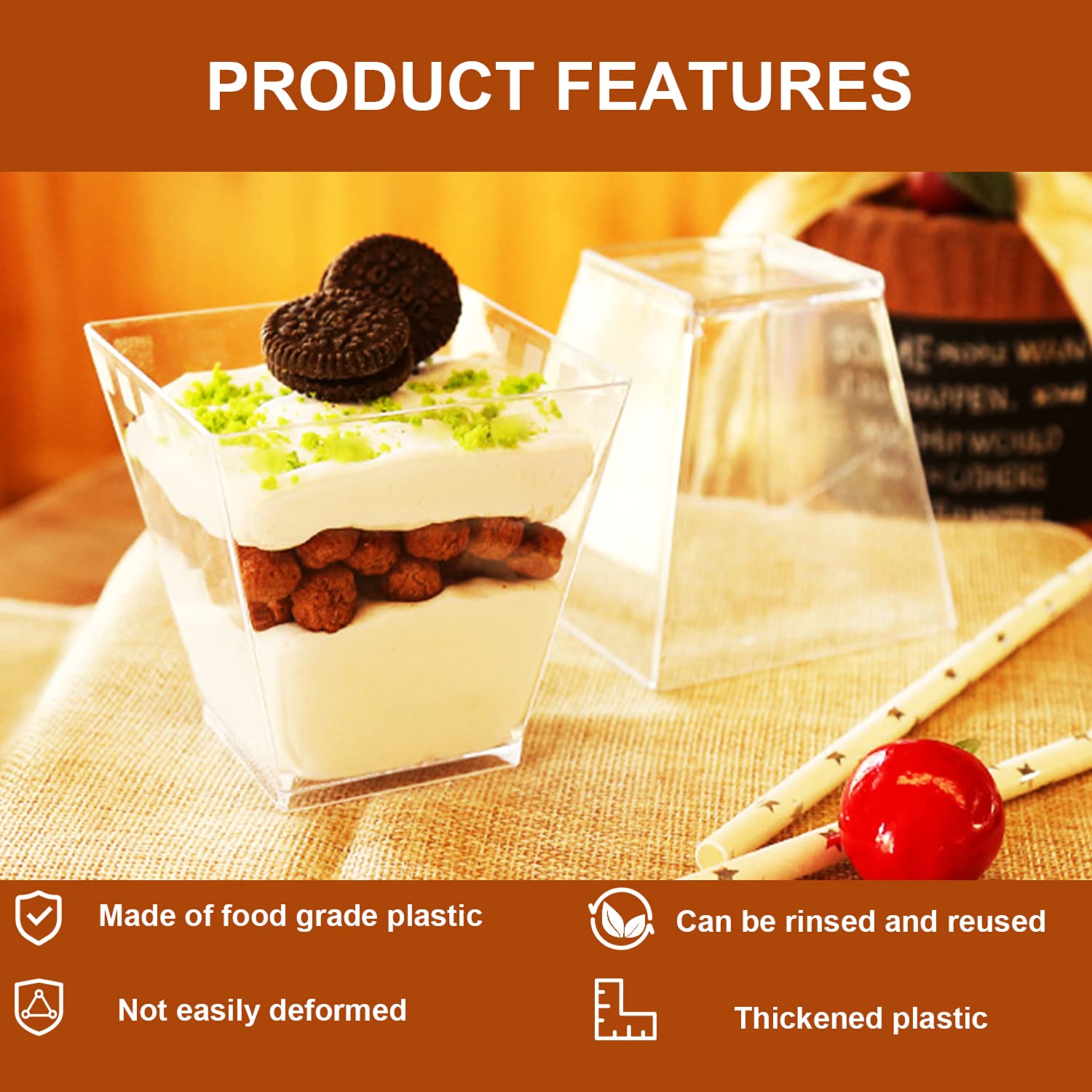Xingsky 50 Coppette Da Dessert In Plastica Con Cucchiai - 60 Ml, Trasparenti, Riutilizzabili, Ideali Per Budini, Mousse, Gelato E Monoporzioni