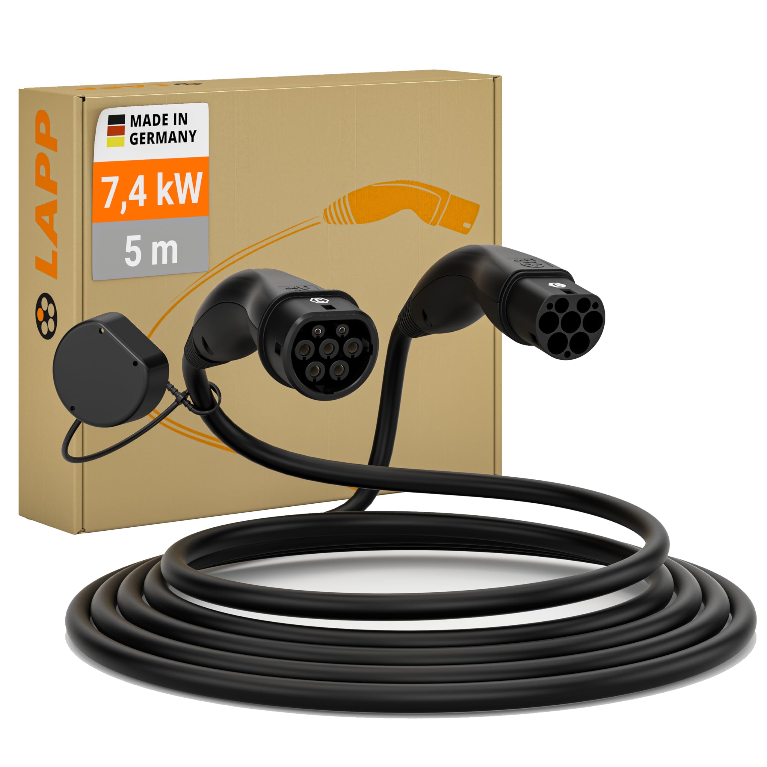 Lapp Mobility Helix - Cavo di Ricarica Tipo 2, 7,4 kW, autoavvolgente, 32 A, 1 Fase, per Auto elettrica, modalità 3/5 m