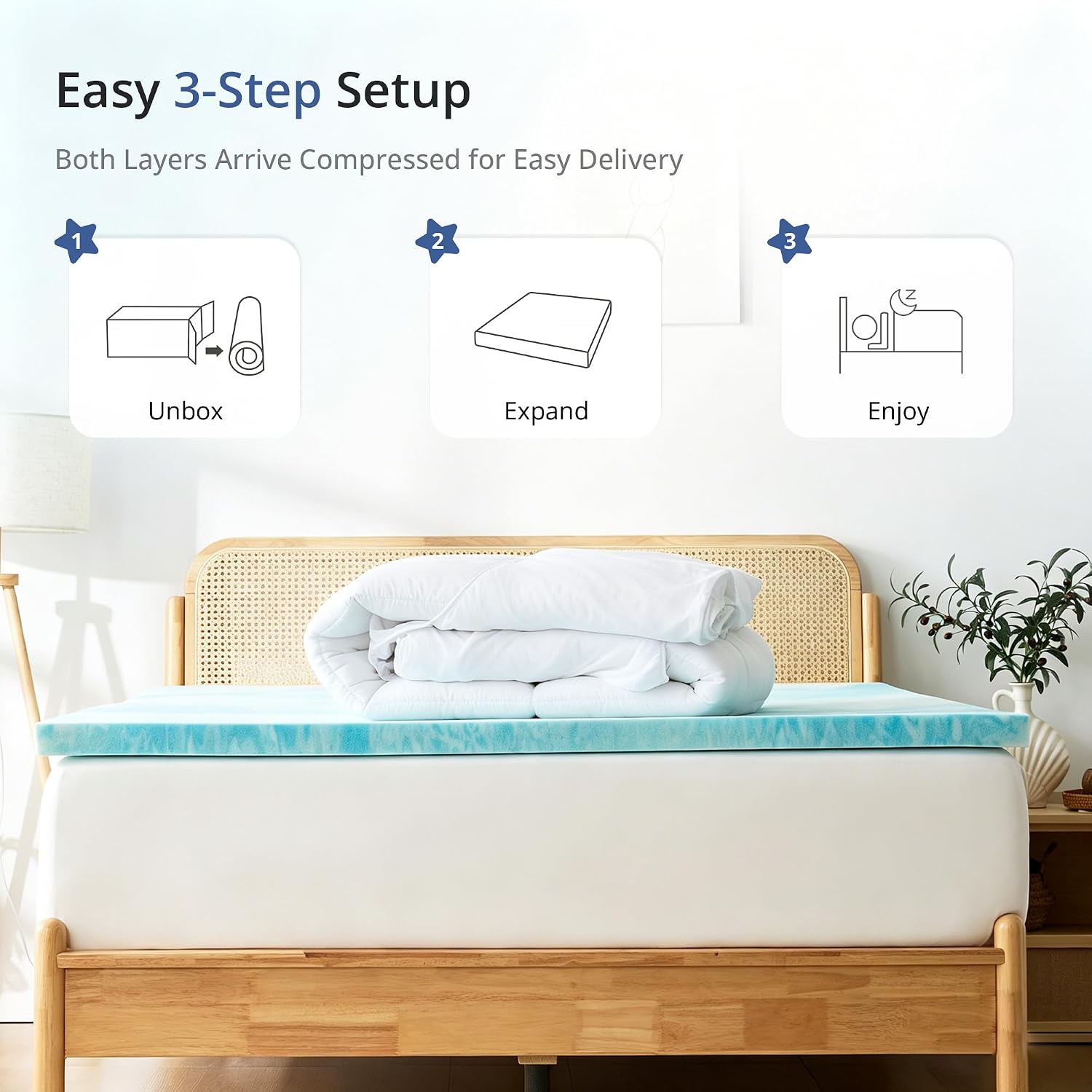 EGOHOME 4 Inch Full Dual Layer Memory Foam Mattress Topper