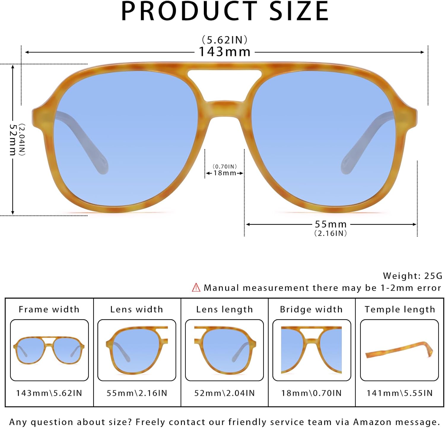 YDAOWKN Retro Square Aviator Sunglasses for Womens Mens Vintage 70s Double Bridge Sun Glasses - Image 4