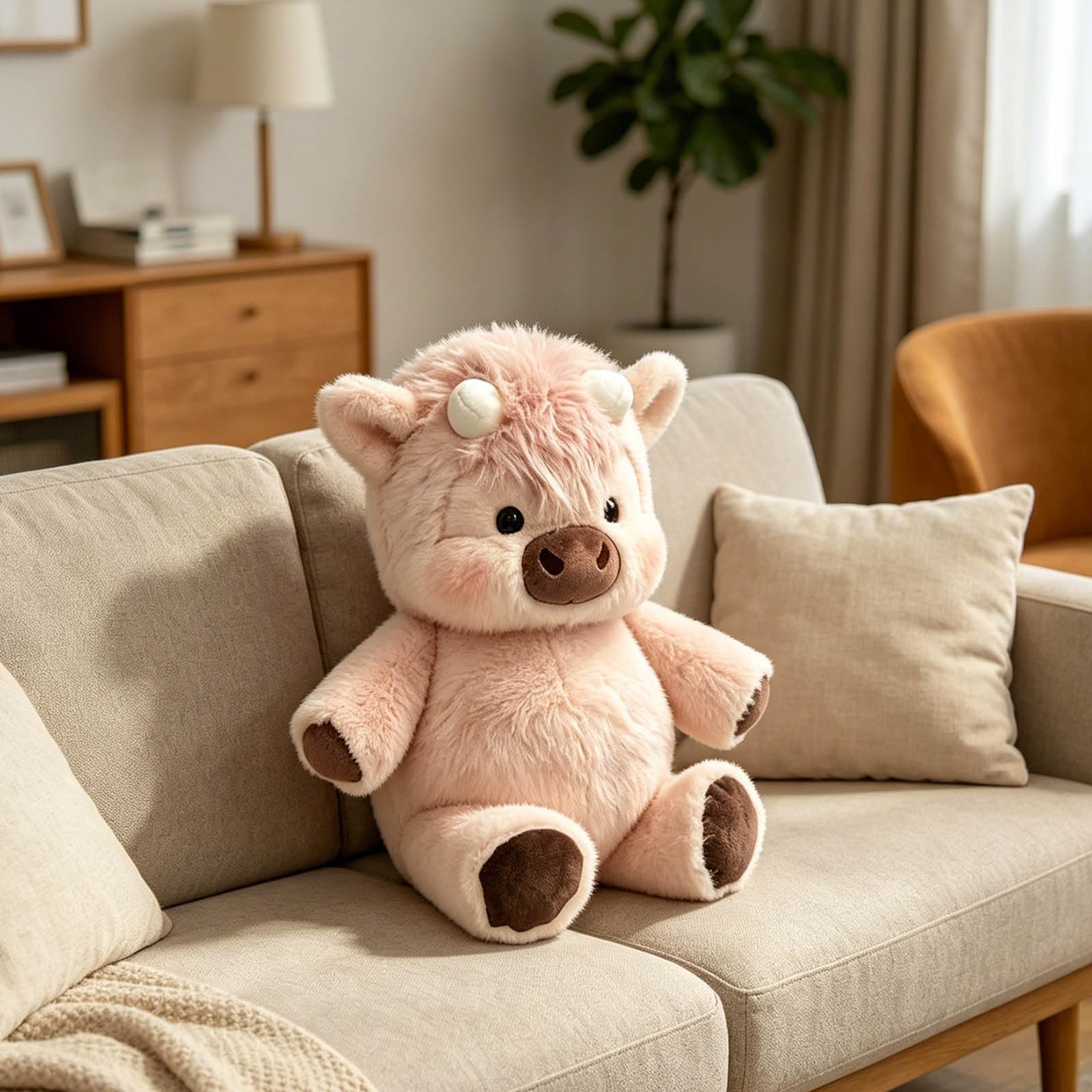 Pupazzo Che Corre – 60cm Adorabile Animale Peluche Mucche Pelosa Per Alleviare Lo Stress, Peluche Che Corre Vitello Che Corre Per Ragazzi E Ragazze, Cuscini In Peluches (Pink, 60, Centimetri)