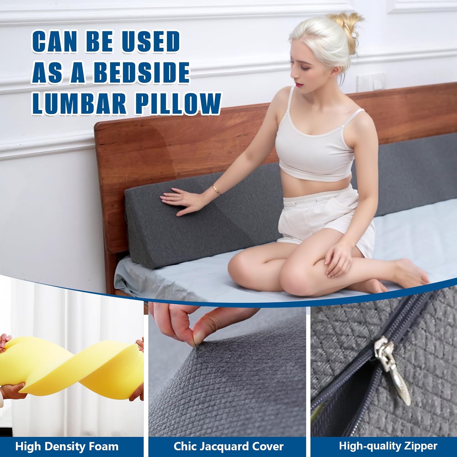 King Bed Wedge Pillow for Headboard Bed Gap Filler/Headboard Pillow,Pillow Wedge for Headboard Gap(0-7") Stop Loosing Your Pillows,Phone (76"x10"x6")