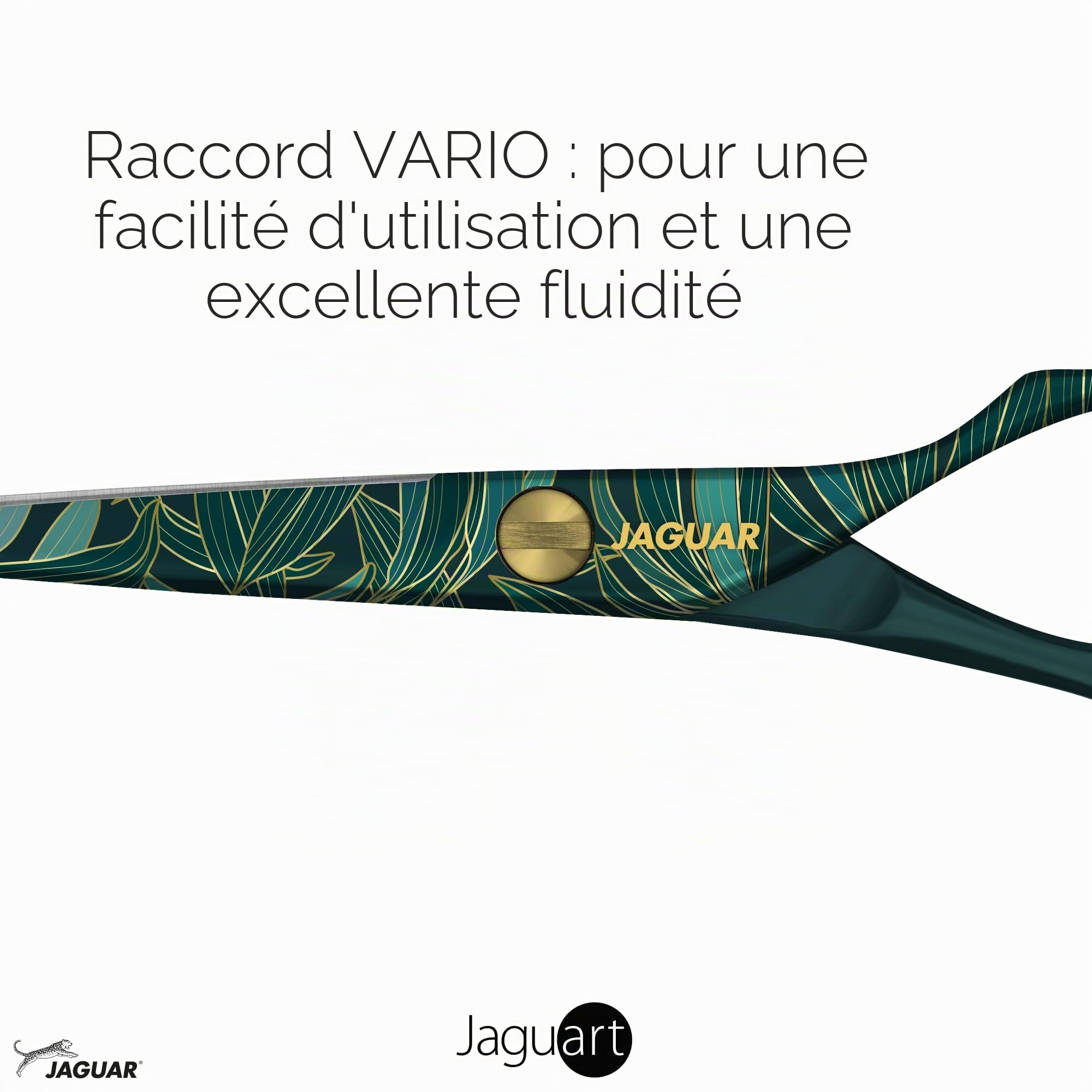 JAGUAR Ciseaux à cheveux JaguART EXOTIC ISLAND 5.5" | Ciseaux de coiffeur en design offset | Revêtement high-tech anti-allergénique et résistant en qualité photo | Fabriqués en Allemagne
