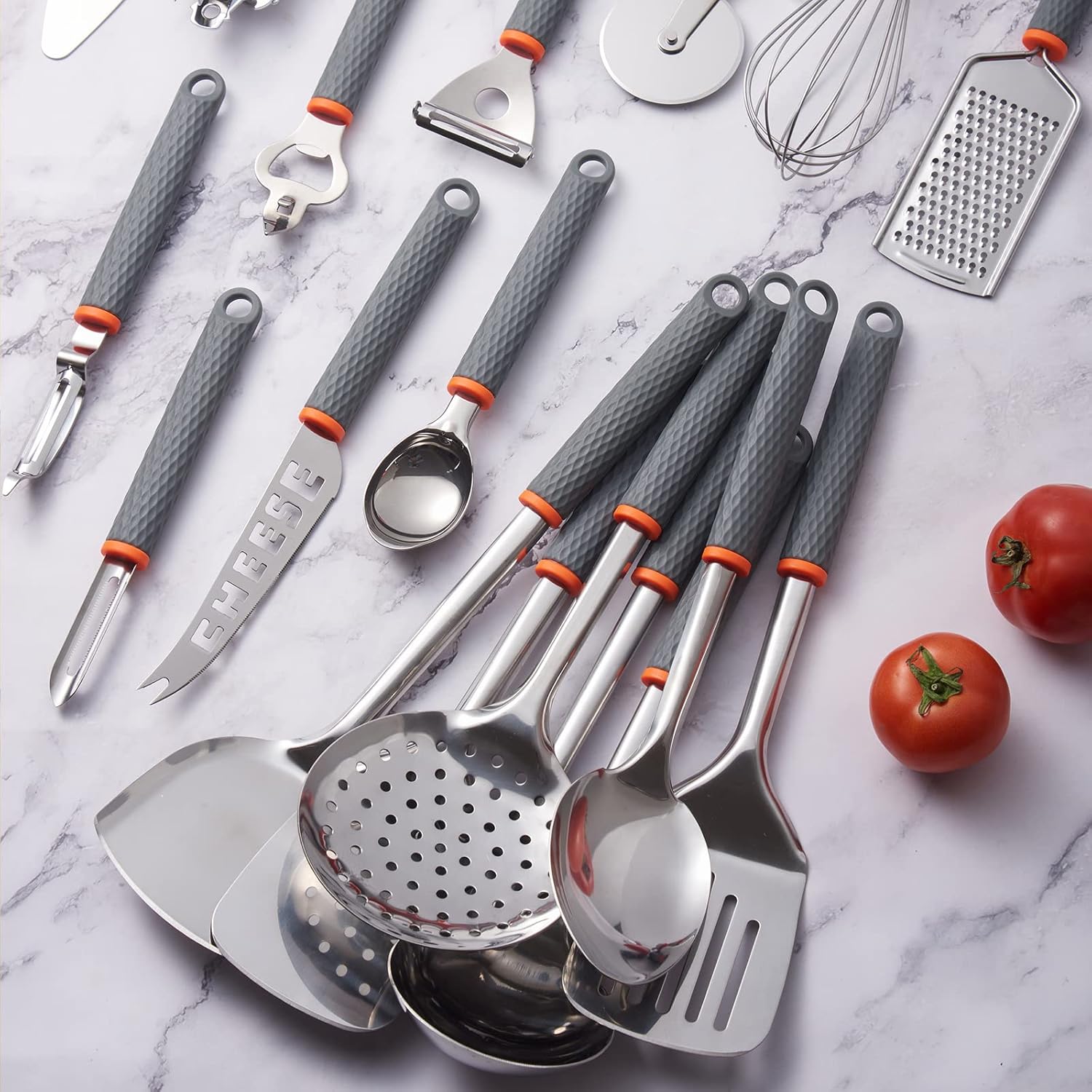 19 Pieces Kitchenware Set Silicone Handle Stainless Steel Kitchen Utensils Set