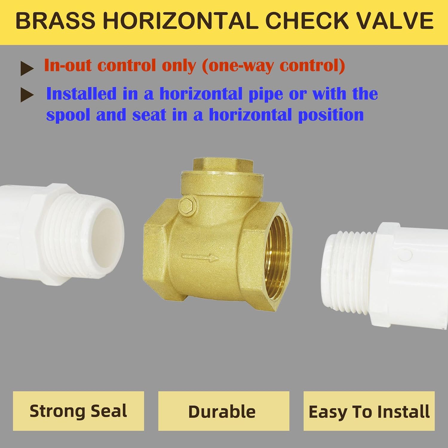 1" NPT Brass Check Valve DN25 | Female Horizontal Brass Check Valve to prevent water backflow, Fuel Water Air for use in sewage pumps and air compressor