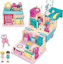 deAO 3D Casa de Muñecas, Dollhouse Panadería City Life Miniatura DIY Modelo Kit muñeca Niña 2 3 4 Años Adultos, Casita de Muñecas Amantes, Regalo de Cumpleaños
