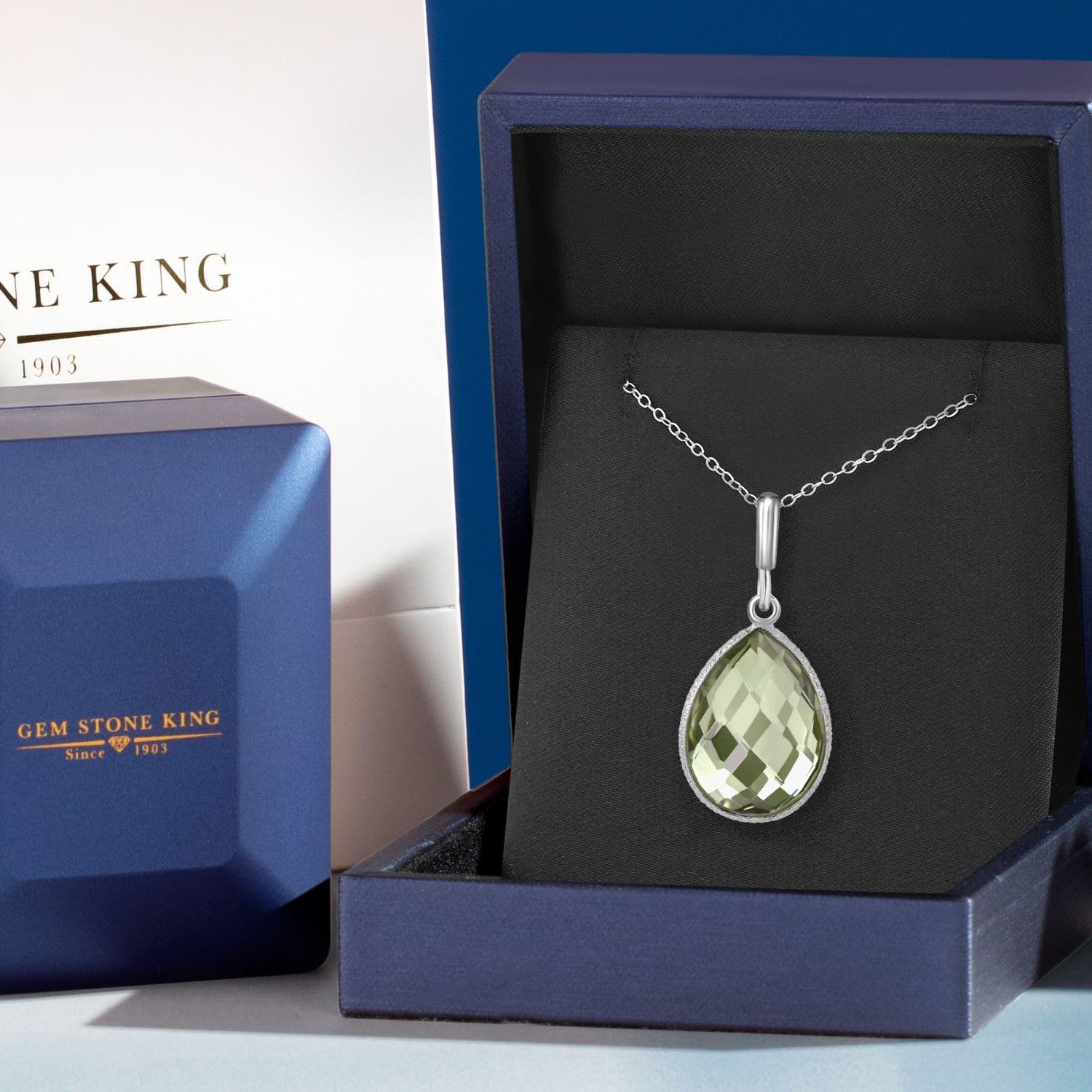 Gem Stone King 6.50 Cttw Genuine Green Prasiolite Teardrop Pendant Necklace For Women | 925 Sterling Silver | Pear Shape 16X12MM | Gemstone Birthstone | With 18 Inch Silver Chain