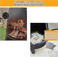 Vista 6 de Chiminea moderna chimenea al aire libre con chimenea, hoguera de acero laminado en frío con puerta de malla, chimenea para calefacción y cocina