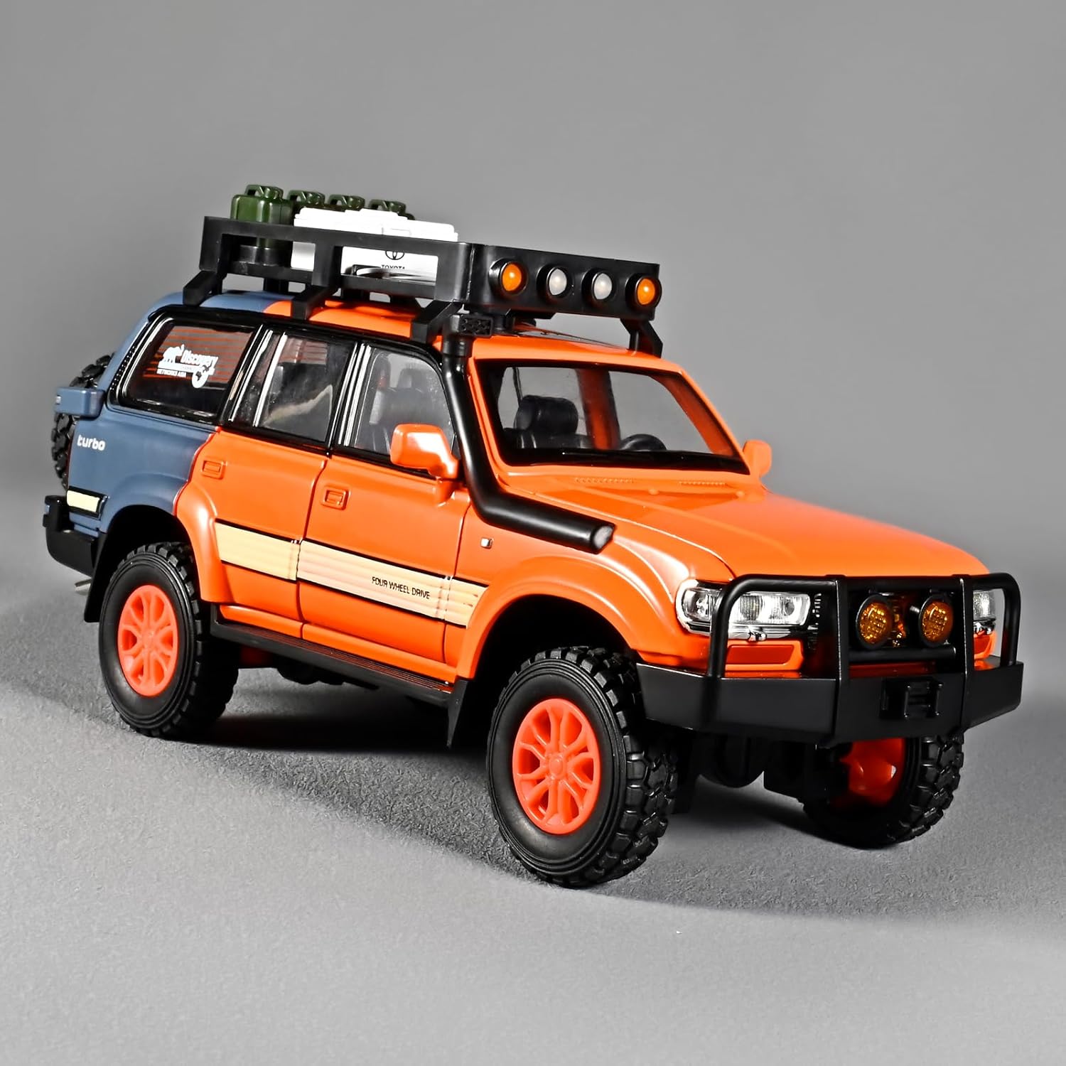 Cars for Boys 1/24 Diecast Car Land Cruiser LC80 Model,Pull Back Cars with Light and Sound,Die Cast Metal Landcruiser Car Model Collectible,Cars for Kids Ages 4-8（Orange）