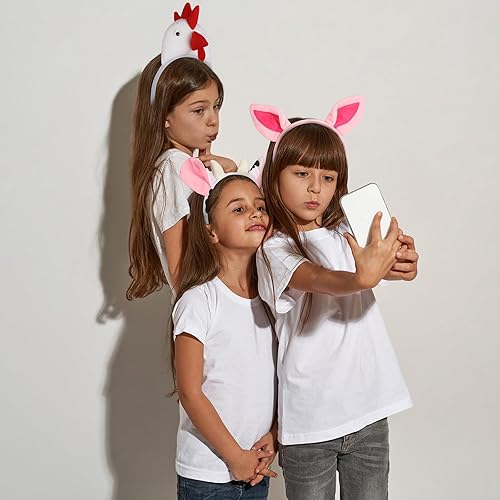 Miniatura 6 de Cindeer Diadema de 3 piezas de zoológico para disfraz de orejas de animales de zoológico, selva, safari, felpa, para adultos, niños, fiesta de