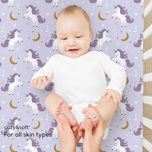 Miniatura 52 de Yoofoss Sábanas para cuna de bebé para niños y niñas, paquete de 2 sábanas bajeras para cuna estándar y colchón de niño pequeño, sábana de Panda