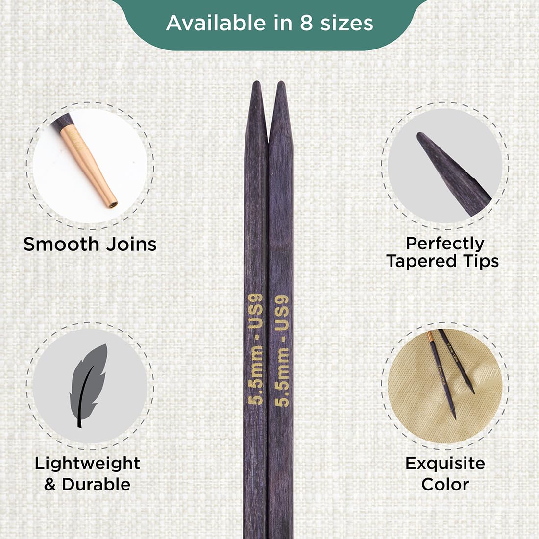 KnitPro J’Adore Cubics Interchangeable Circular Needles 5" (13cm), Lavender, 5.50mm - Image 3