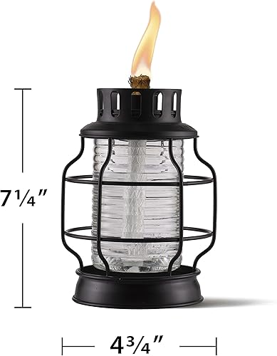 Miniatura 6 de TIKI Linternas de metal de mesa, paquete de 2  Elegantes antorchas de TIKI de mesa para exteriores, para patio, jardín y patio trasero, antorcha