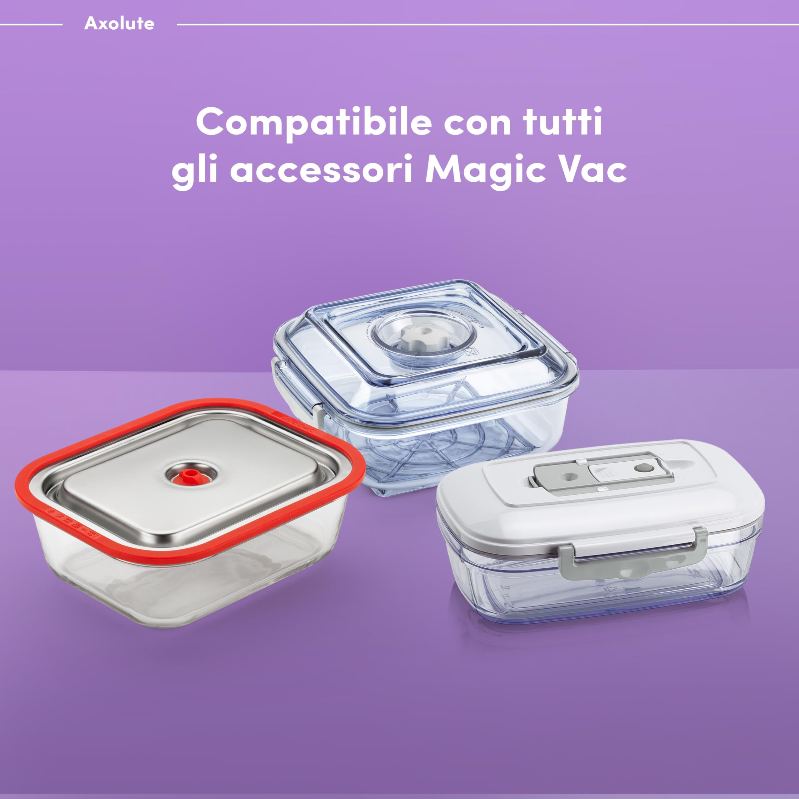 Magic Vac, Axolute, Macchina Sottovuoto Alimenti Multifunzione Professionale, per Sacchetti Sottovuoto e Cottura, con Potente Motore e Kit Sottovuoto Alimenti, Brevettata, Made in Italy, Bianca