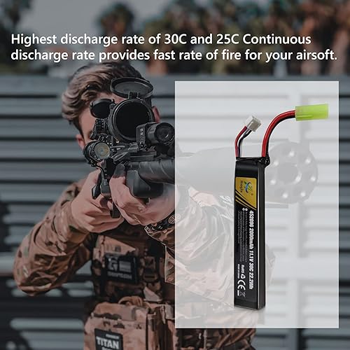Miniatura 5 de 11.1V LiPo Airsoft Batería 2000mAh 30C 3S Batería Recargable con Mini Tamiya Conector para Airsoft Pistolas Rifle Airsoft