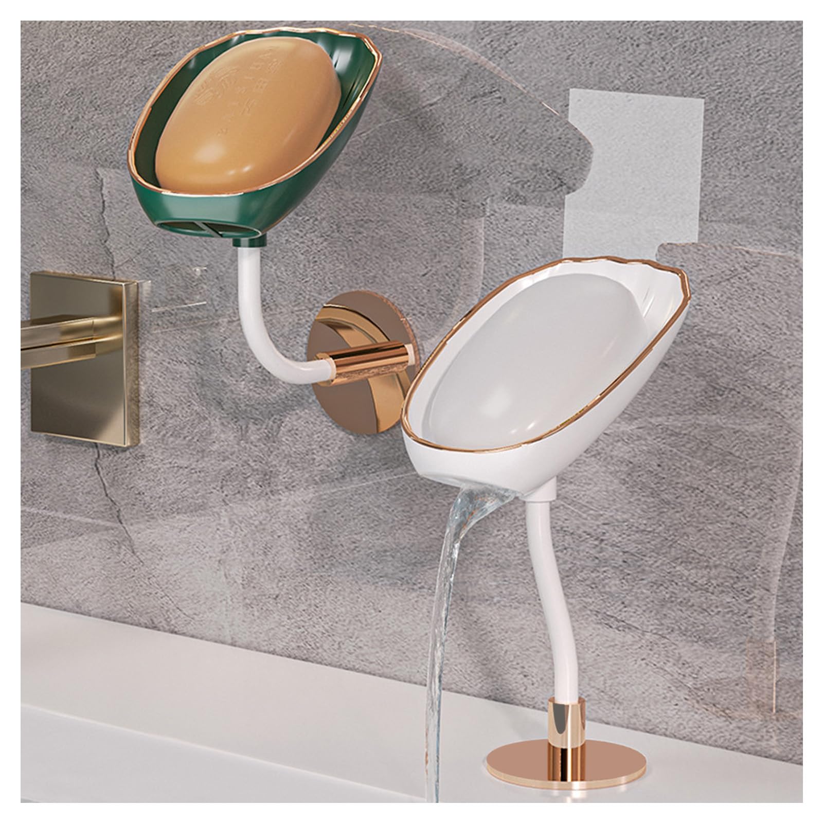 Lot De 2 Porte-savons En Forme De Feuille - Avec Ventouse Et égouttoir - Pour Salle De Bain Et Cuisine