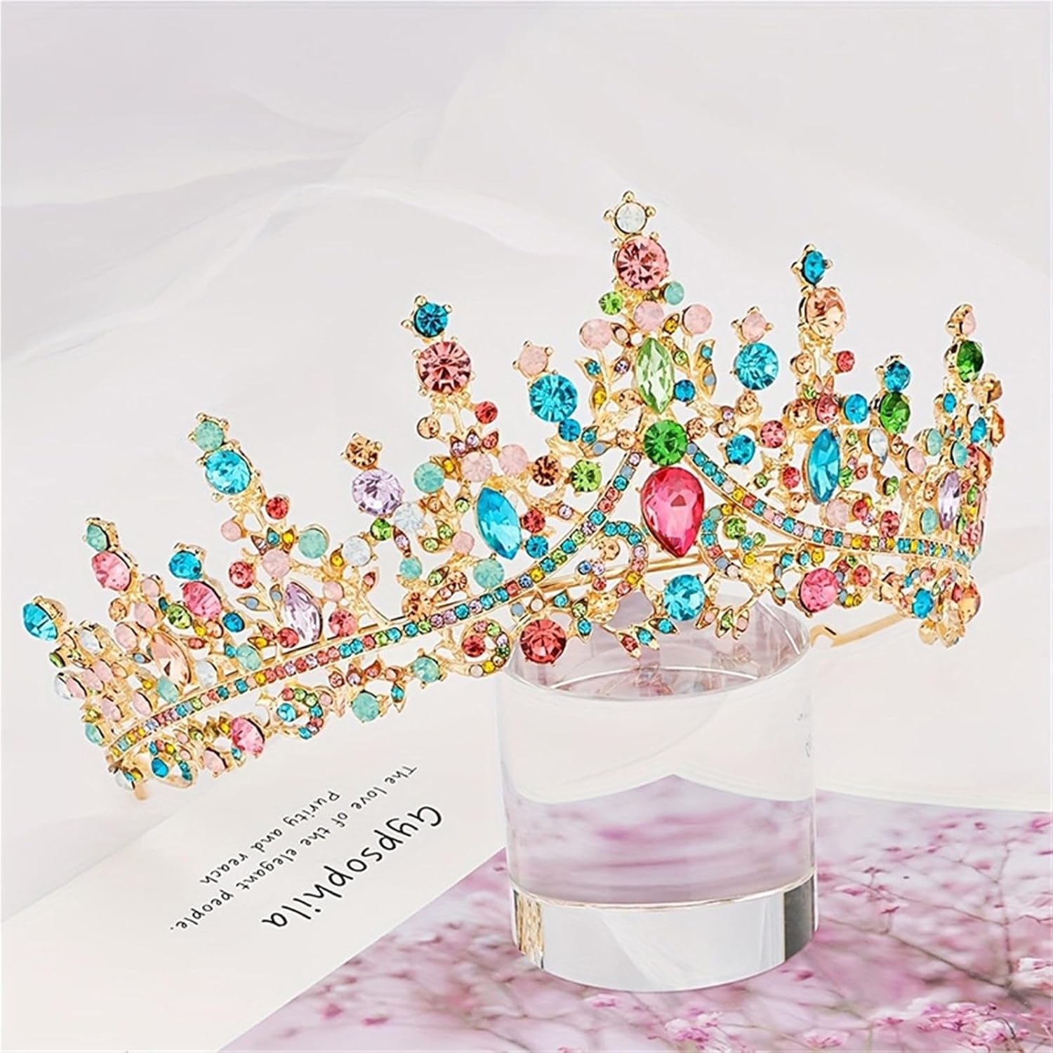 Bridal Hair Accessory Brightly Colorful Rhinestone Tiaras for Wedding Party Women Jewelry Crown