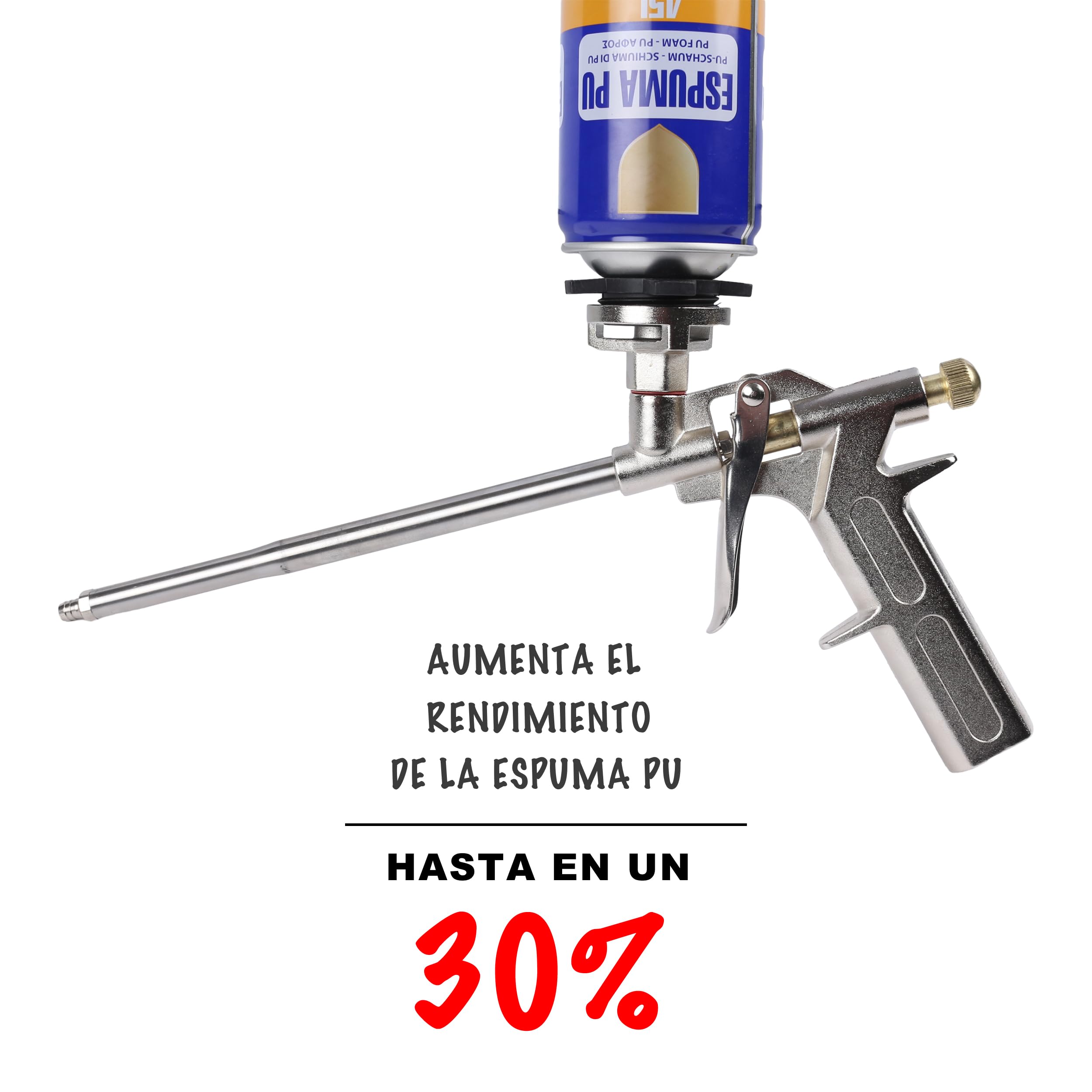 Kit de Espuma de Poliuretano 2x750ml + Pistola + Limpiador 500ml para Sellado y Aislamiento