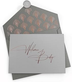 Jolicoon New Baby card - Welcome Baby with envelope and wax seal - Congratulations baby card