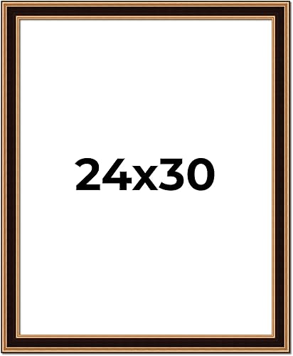 Marco de fotos de madera maciza marrón dorado de 24 x 30 pulgadas de ancho de 1.75 pulgadas  Profundidad del marco interior de 0.5 pulgadas  Marco