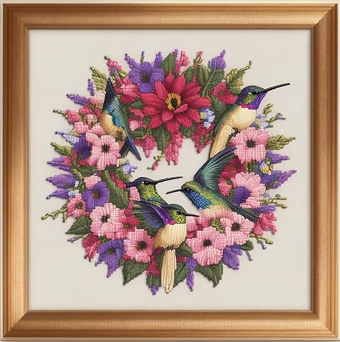 Miniatura 16 de Funxvoot Kits de punto de cruz estampados para principiantes, gama completa de kits de iniciación de bordado para adultos, kit de bricolaje de punto